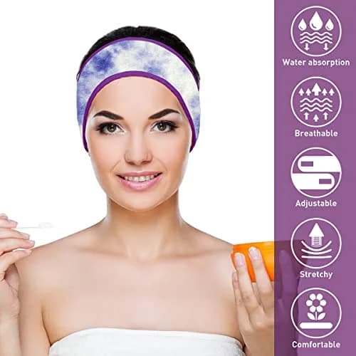 Denfany Soft Terry Cloth Spa Headband | Adjustable & Absorbent for Face Washing, Yoga, Makeup Removal thumbnail 5