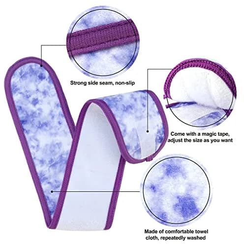 Denfany Soft Terry Cloth Spa Headband | Adjustable & Absorbent for Face Washing, Yoga, Makeup Removal thumbnail 3