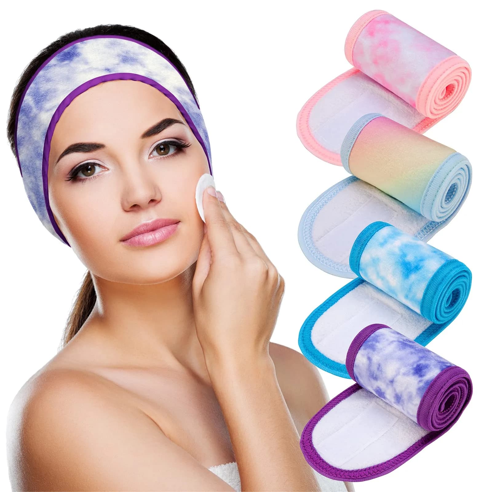 Denfany Soft Terry Cloth Spa Headband | Adjustable & Absorbent for Face Washing, Yoga, Makeup Removal - main product image