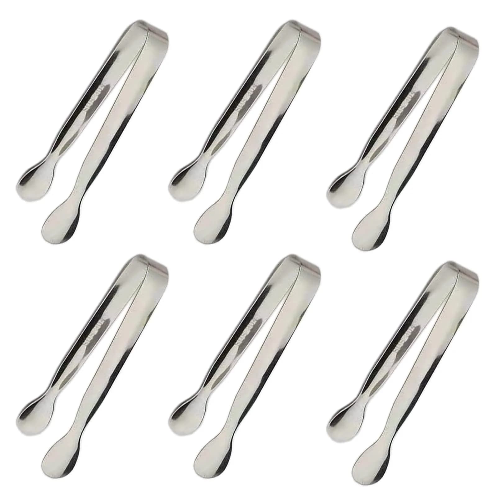 Sunenlyst Mini Sugar Tongs Set of 6 | 10.8 cm (4.25 Inch) Stainless Steel Kitchen Utensils