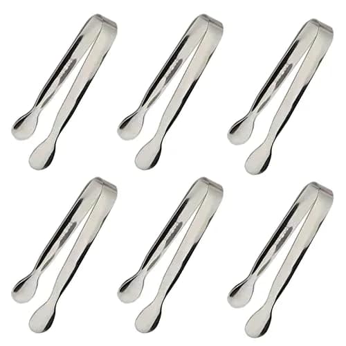 Sunenlyst Mini Sugar Tongs Set of 6 | 10.8 cm (4.25 Inch) Stainless Steel Kitchen Utensils thumbnail 1