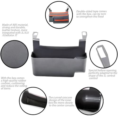 EDBETOS Center Console Hanging Box for Jeep Wrangler JL/JLU 2018-2026 Armrest Tray | Additional Storage for Phones, Cards, Keys thumbnail 3
