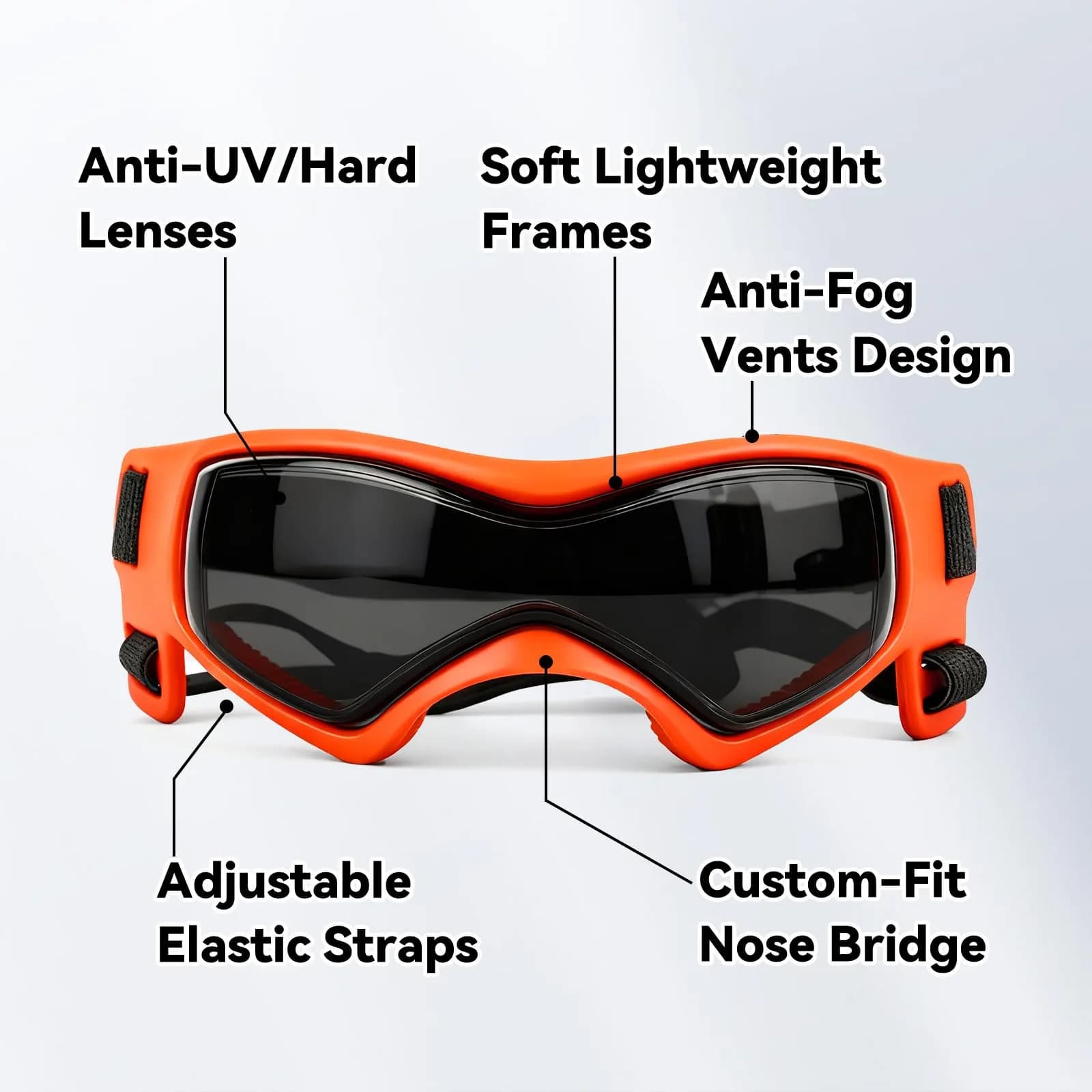 Enjoying Stylish Orange Dog Goggles for Medium Breeds with UV Protection & Windproof Design - view 3