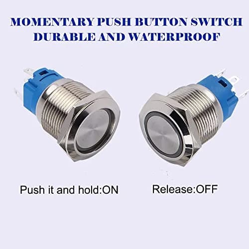 JIQI 19mm Waterproof Metal Push Button Switch 12V-24V | IP66 LED On Off (Red) thumbnail 3