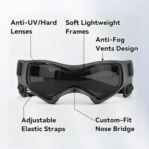 Enjoying Black Pet Apparel Dog Goggles UV Protection for Medium Breeds | Windproof & Adjustable thumbnail 3