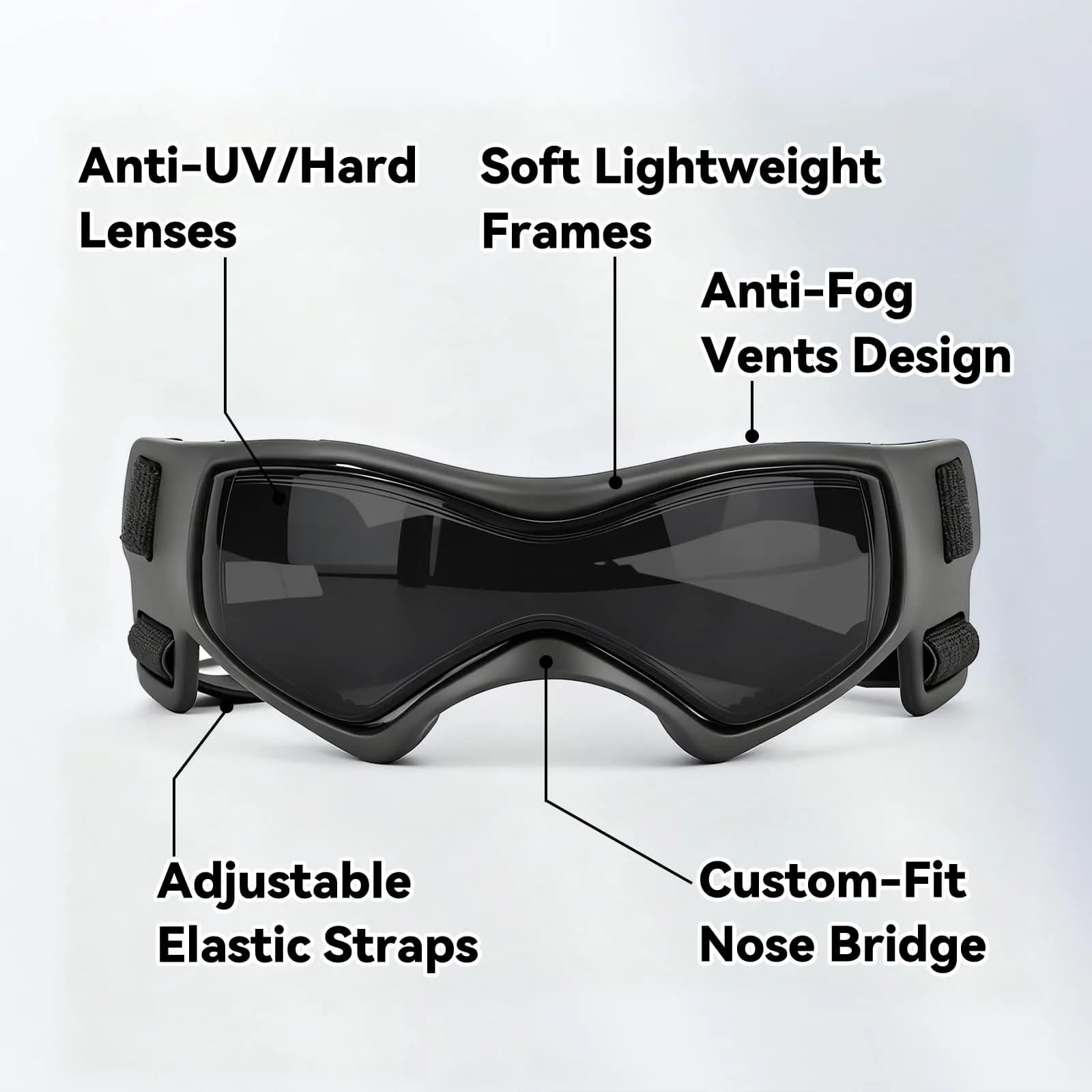 Enjoying Black Pet Apparel Dog Goggles UV Protection for Medium Breeds | Windproof & Adjustable - view 3