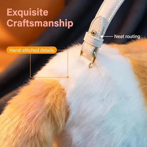 HUIJUFU Realistic Puffy Plush Yellow White Cat Crossbody Handbag for Women | Cute & Lifelike thumbnail 4