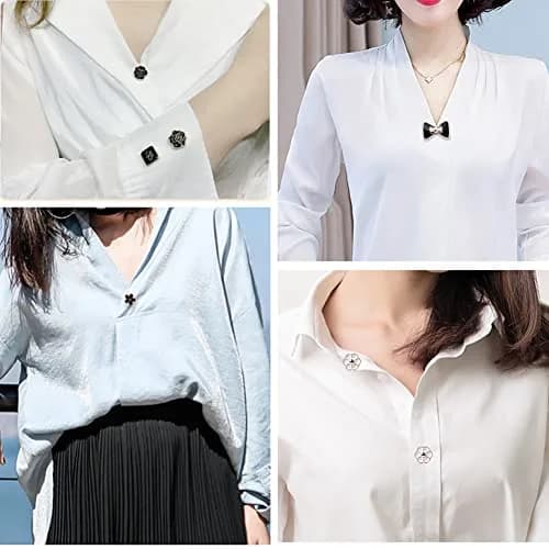LWQYHTT Women Shirt Brooch Pins 10-13mm | No Sew Enamel Black & White, Reusable, 20 Set thumbnail 4