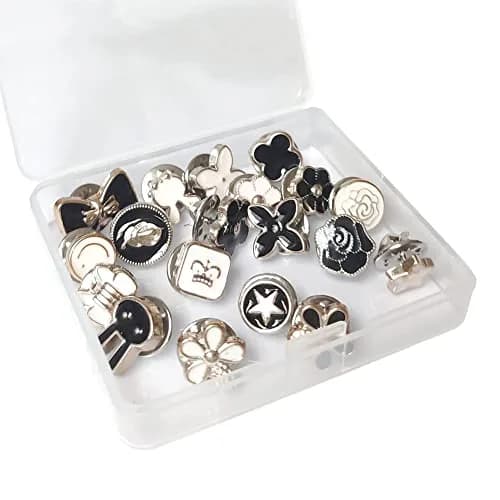 LWQYHTT Women Shirt Brooch Pins 10-13mm | No Sew Enamel Black & White, Reusable, 20 Set thumbnail 3