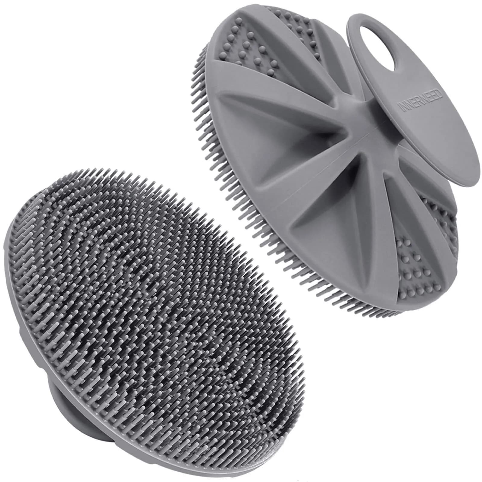 INNERNEED Food-Grade Silicone Body Scrubber Shower Brush Gray | Gentle Exfoliation for All Skin Types
