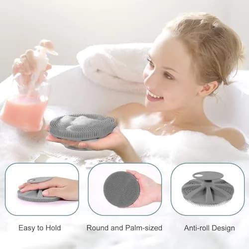 INNERNEED Food-Grade Silicone Body Scrubber Shower Brush Gray | Gentle Exfoliation for All Skin Types thumbnail 3