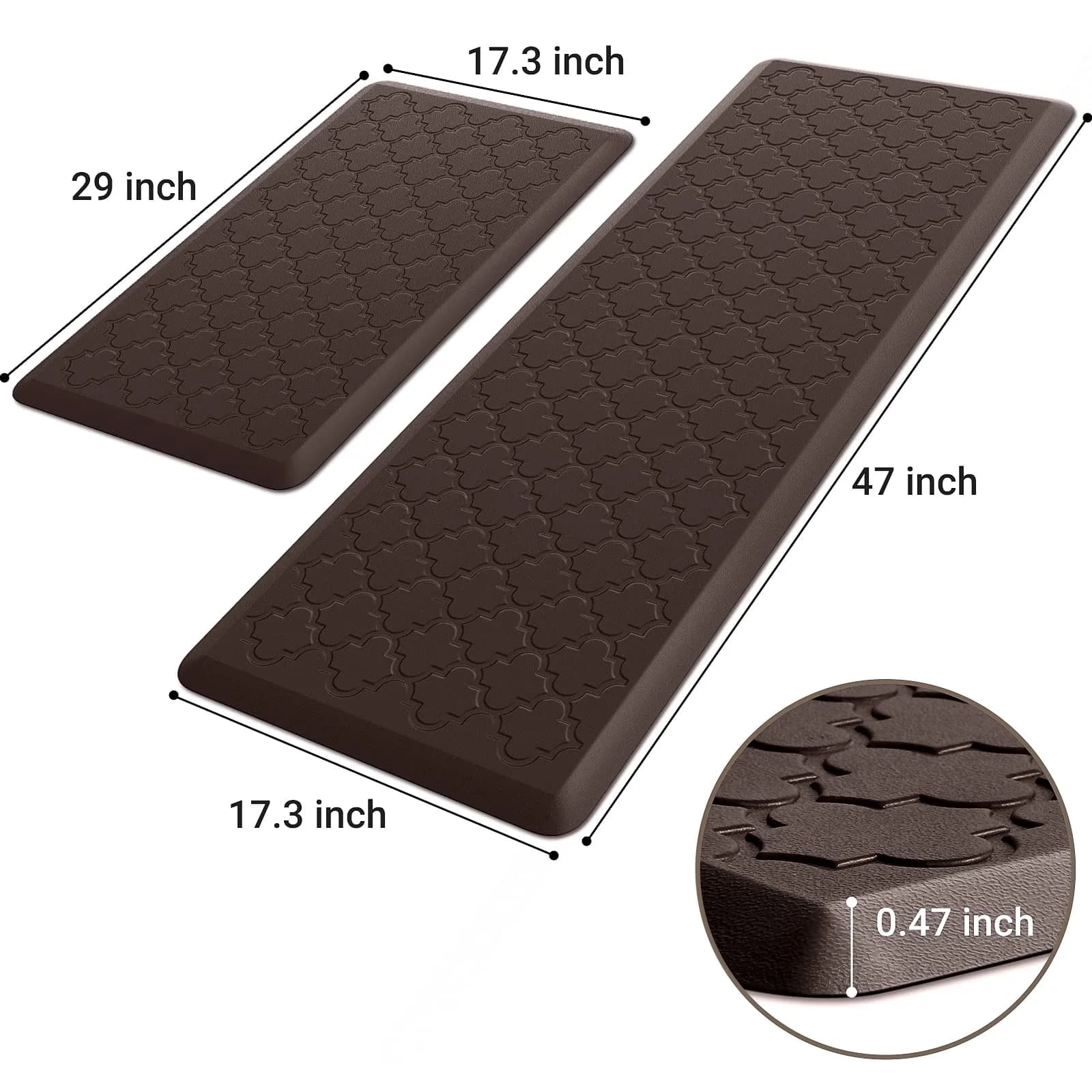 SoftDuo Anti-Fatigue Floor Mat Set 45.7cm x 120cm (18"x47") | Cushioned Comfort for Kitchen & Standing Desks - view 2