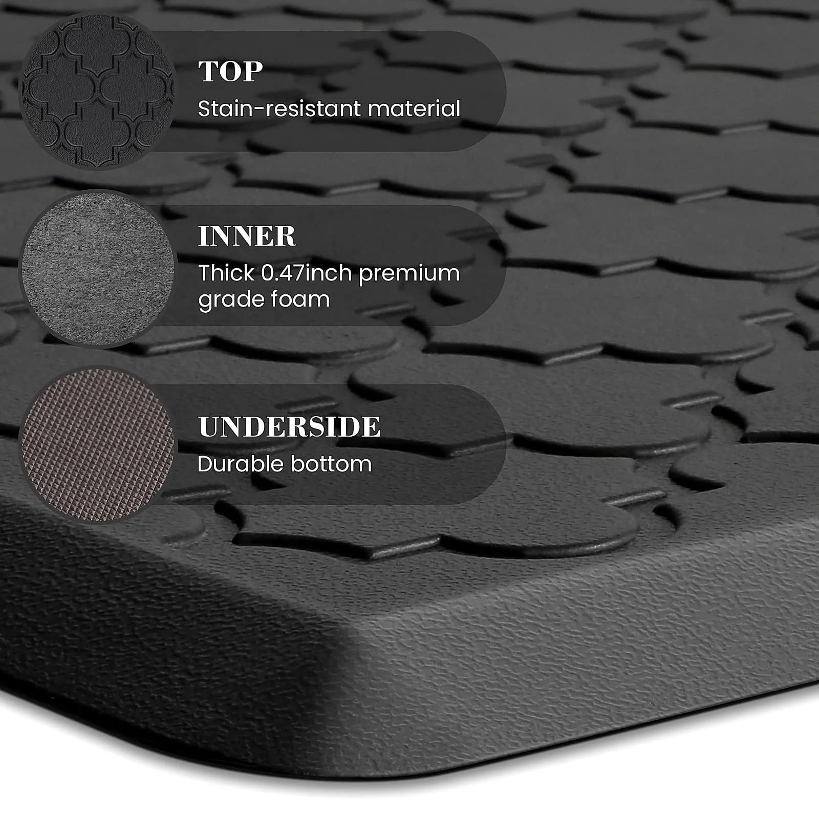 SoftDuo Anti-Fatigue Kitchen Mat Set 44"x17.3" (112cm x 44cm) | 2 PCS Cushioned Comfort for Standing - view 5