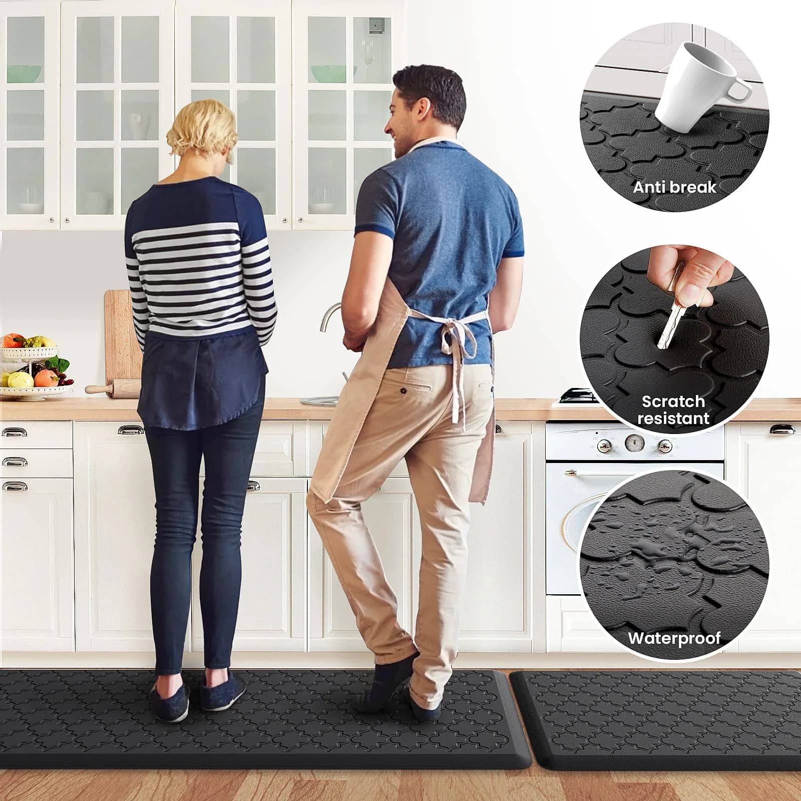 SoftDuo Anti-Fatigue Kitchen Mat Set 44"x17.3" (112cm x 44cm) | 2 PCS Cushioned Comfort for Standing - view 6