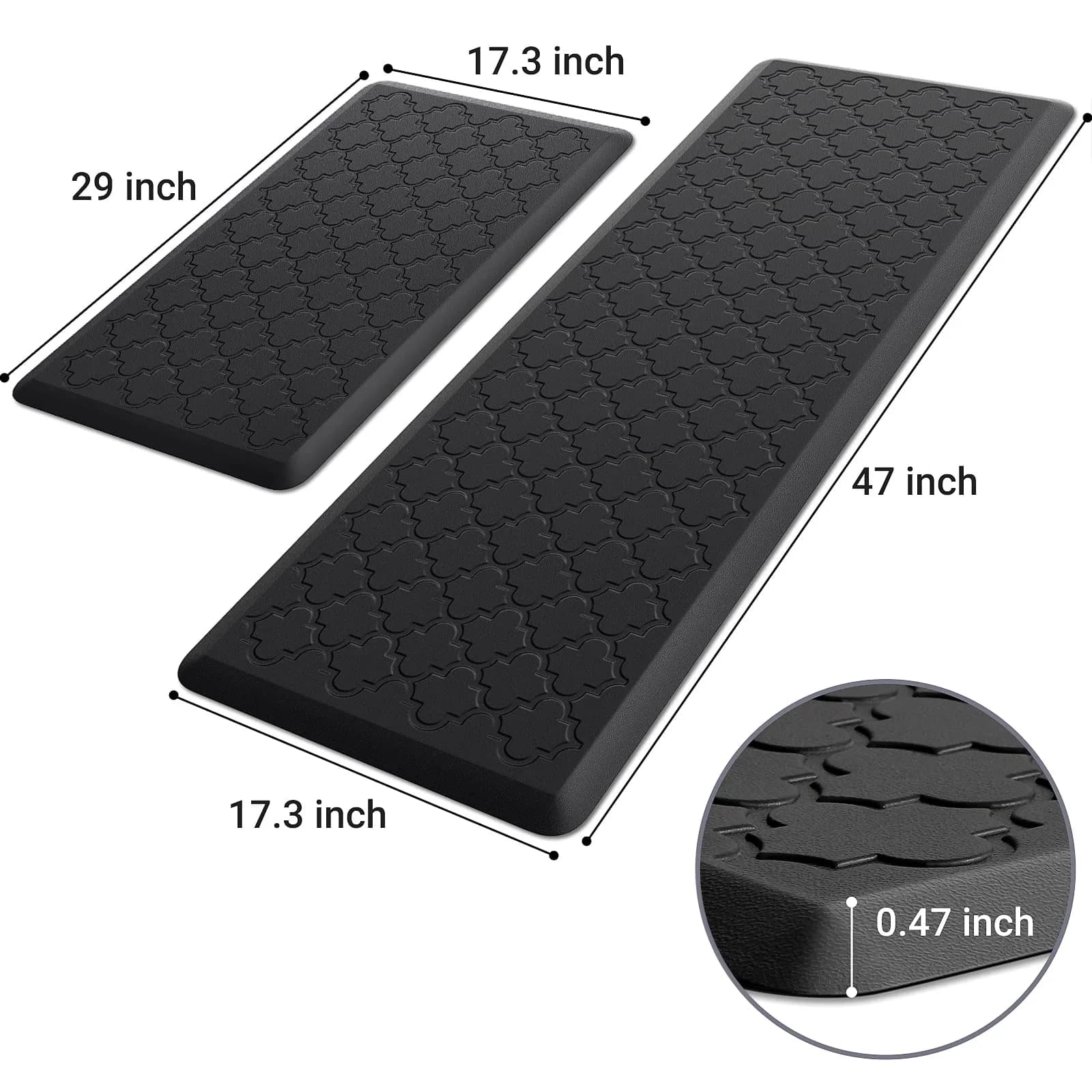 SoftDuo Anti-Fatigue Kitchen Mat Set 44"x17.3" (112cm x 44cm) | 2 PCS Cushioned Comfort for Standing - view 2