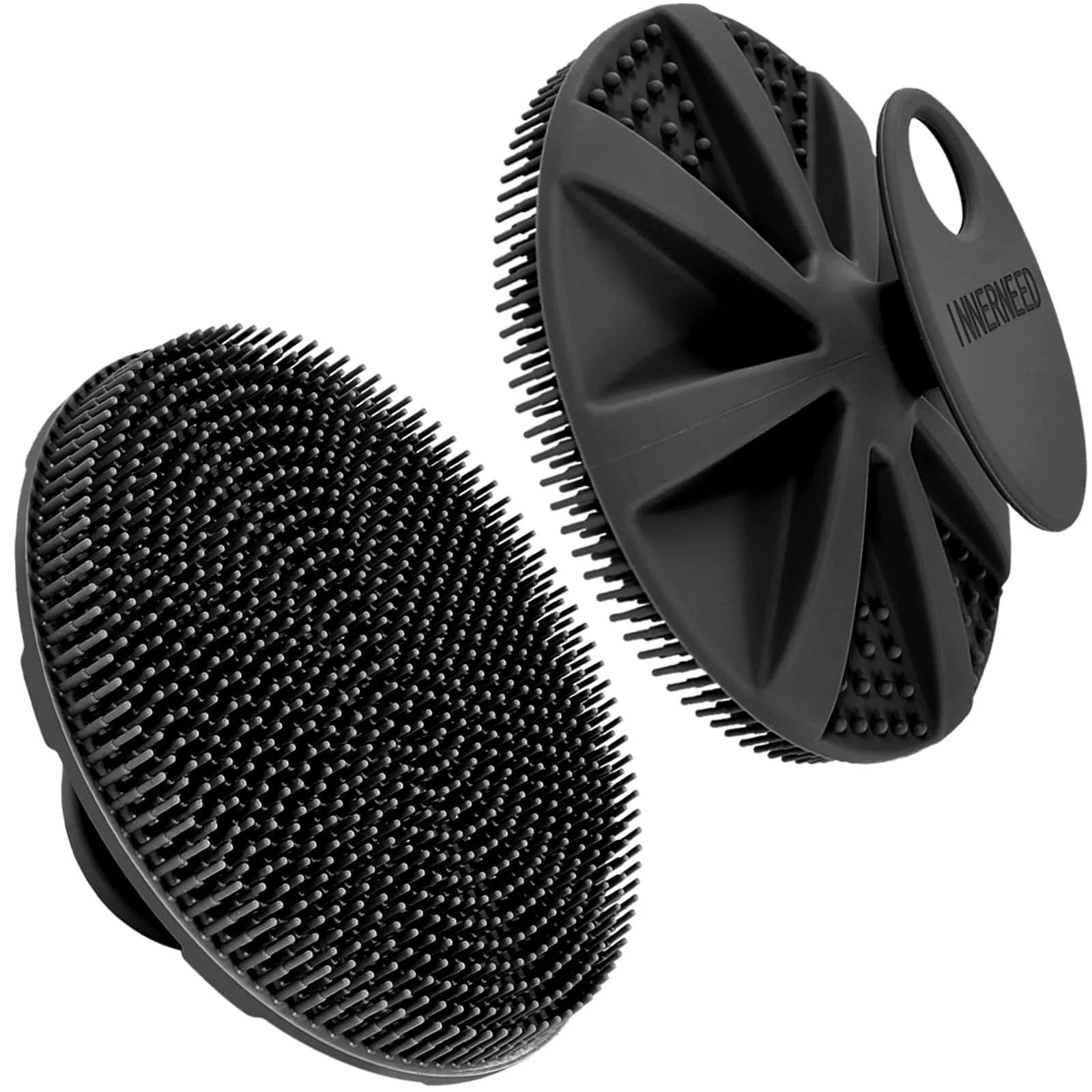 INNERNEED Food-Grade Soft Silicone Body Scrubber Shower Brush Black | Gentle Exfoliation for All Skin Types - main product image