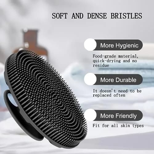 INNERNEED Food-Grade Soft Silicone Body Scrubber Shower Brush Black | Gentle Exfoliation for All Skin Types thumbnail 6