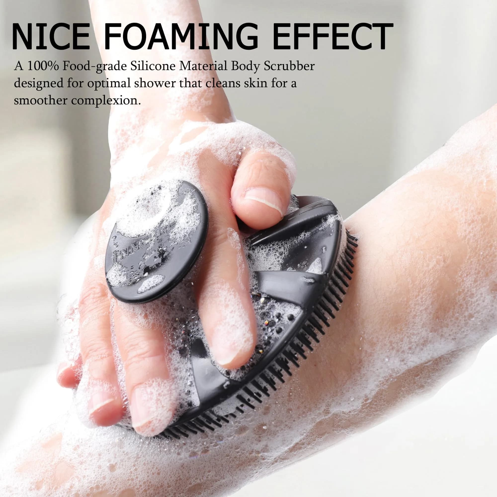 INNERNEED Food-Grade Soft Silicone Body Scrubber Shower Brush Black | Gentle Exfoliation for All Skin Types - view 2
