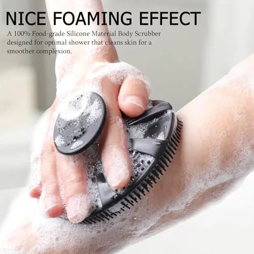 INNERNEED Food-Grade Soft Silicone Body Scrubber Shower Brush Black | Gentle Exfoliation for All Skin Types thumbnail 2