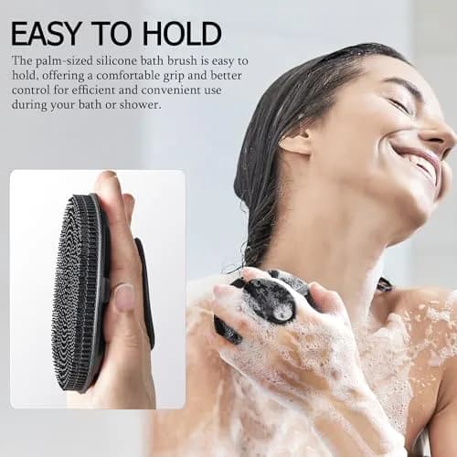 INNERNEED Food-Grade Soft Silicone Body Scrubber Shower Brush Black | Gentle Exfoliation for All Skin Types thumbnail 3