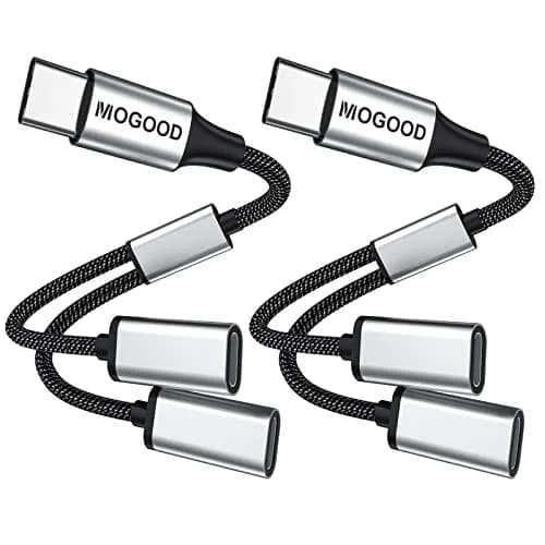 MOGOOD USB C Splitter Adapter, Dual USB-C Female Data Split Y-Cable | 2-Pack Silver thumbnail 1
