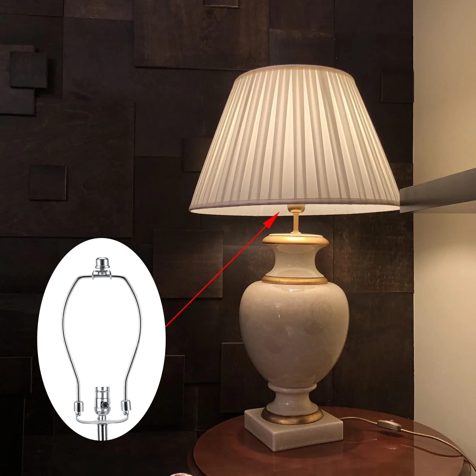 Saangseon 7 Inch Light-Duty Lamp Harp Kit (Nickel, 2 Sets) | Fits 3/8" Lamp Nipple, Ideal for Lightweight Shades - view 5