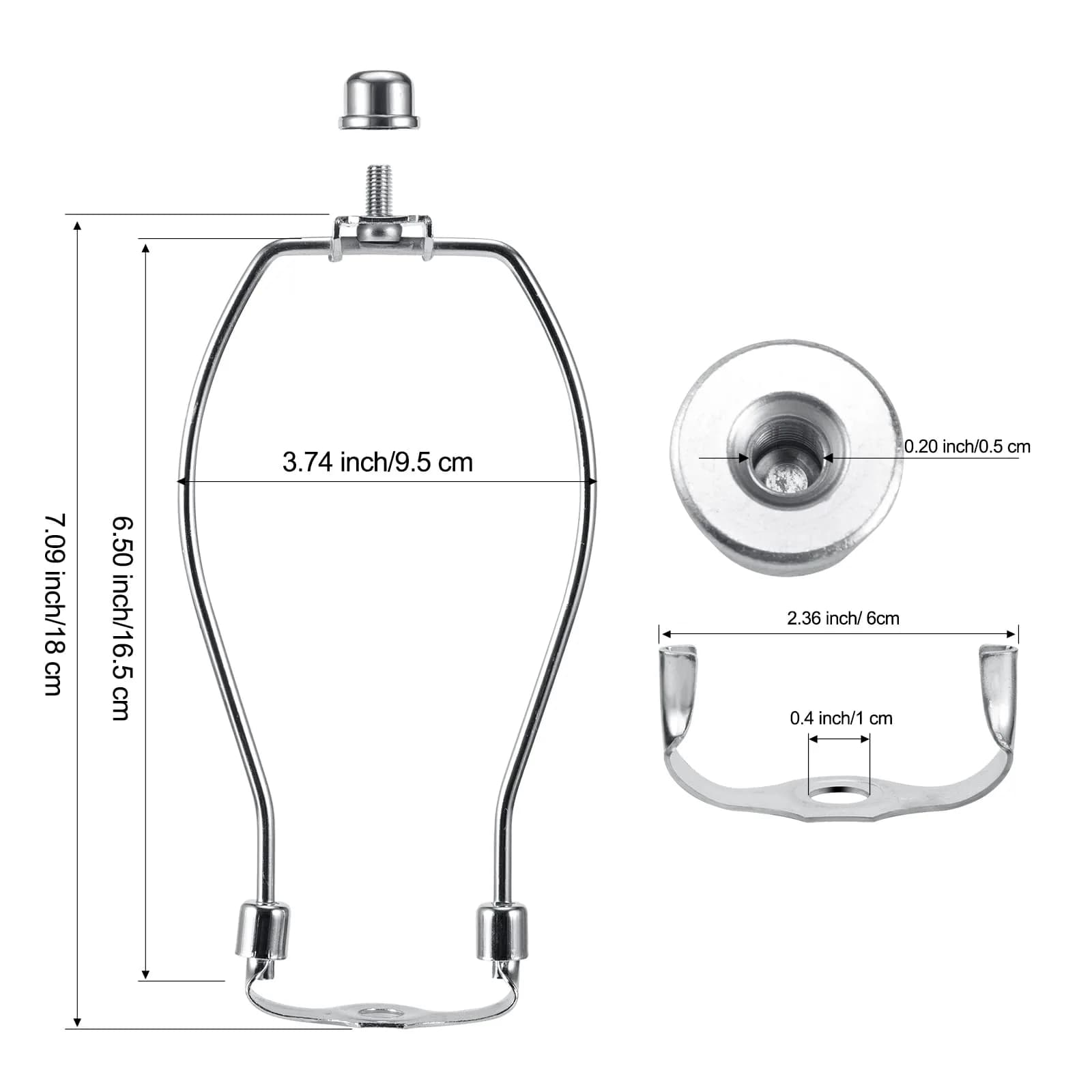 Saangseon 7 Inch Light-Duty Lamp Harp Kit (Nickel, 2 Sets) | Fits 3/8" Lamp Nipple, Ideal for Lightweight Shades - view 2