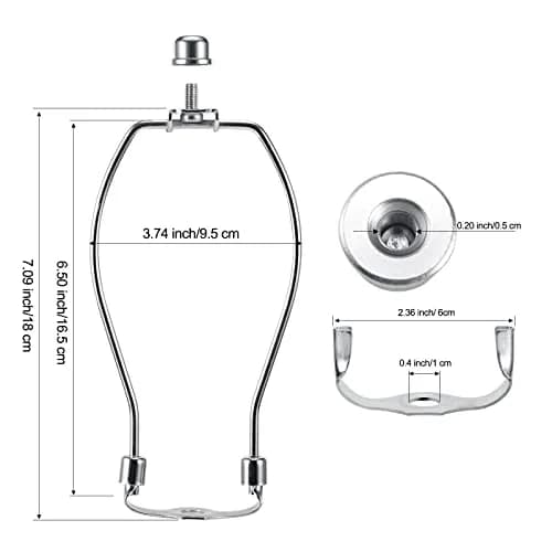 Saangseon 7 Inch Light-Duty Lamp Harp Kit (Nickel, 2 Sets) | Fits 3/8" Lamp Nipple, Ideal for Lightweight Shades thumbnail 2