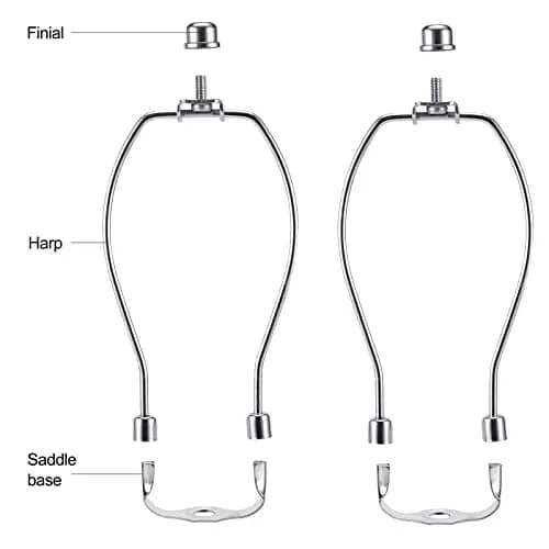 Saangseon 7 Inch Light-Duty Lamp Harp Kit (Nickel, 2 Sets) | Fits 3/8" Lamp Nipple, Ideal for Lightweight Shades thumbnail 3