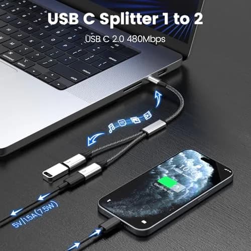 MOGOOD USB C to Dual USB C Y-Cable 10cm (3.9in) | Data Transfer & Low Power Charging thumbnail 5