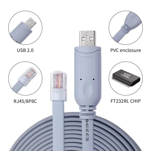 jeefull power Console Cable USB to RJ45 Serial Adapter 10FT | FTDI Chip for Cisco & More thumbnail 4