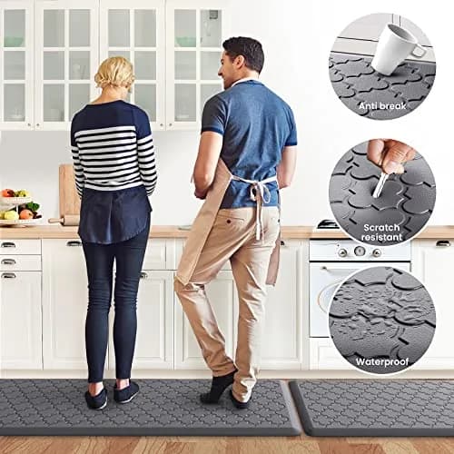 SoftDuo Anti-Fatigue Floor Mats 43.9cm x 119.4cm (17.3"x47") | Grey Farmhouse Kitchen Comfort Set thumbnail 6