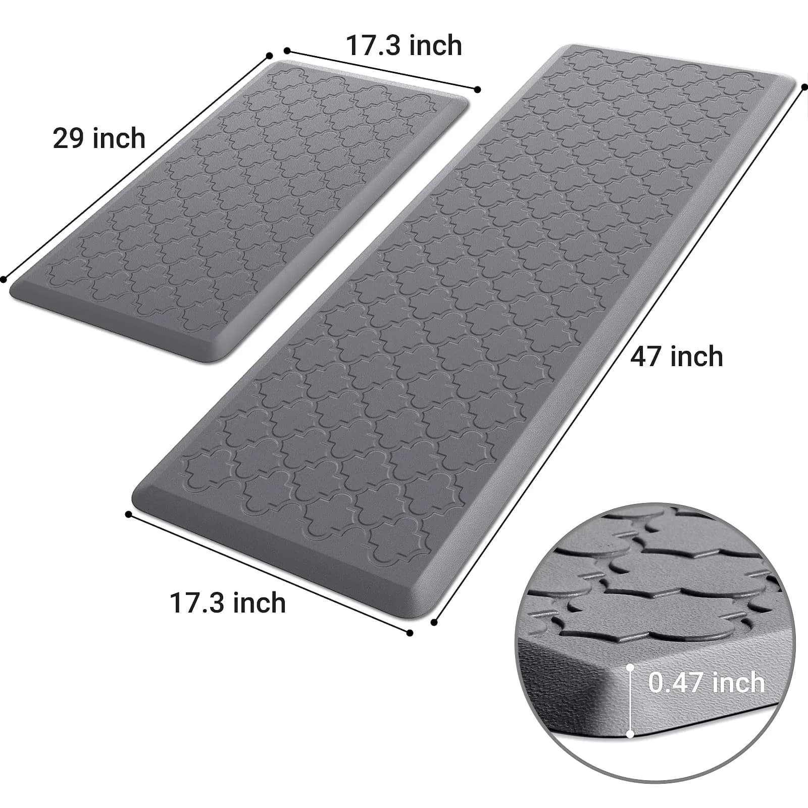 SoftDuo Anti-Fatigue Floor Mats 43.9cm x 119.4cm (17.3"x47") | Grey Farmhouse Kitchen Comfort Set - view 2