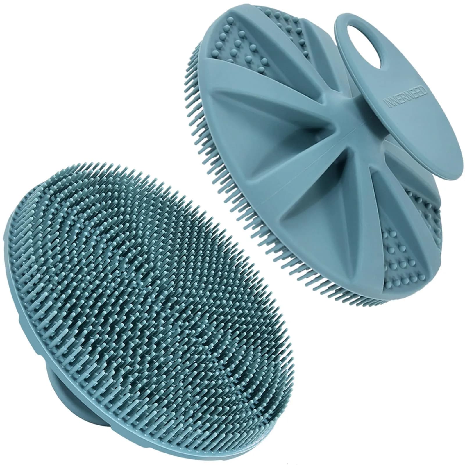 INNERNEED Food-Grade Silicone Body Scrubber Shower Brush, Dark Green | Gentle Exfoliation for All Skin Types