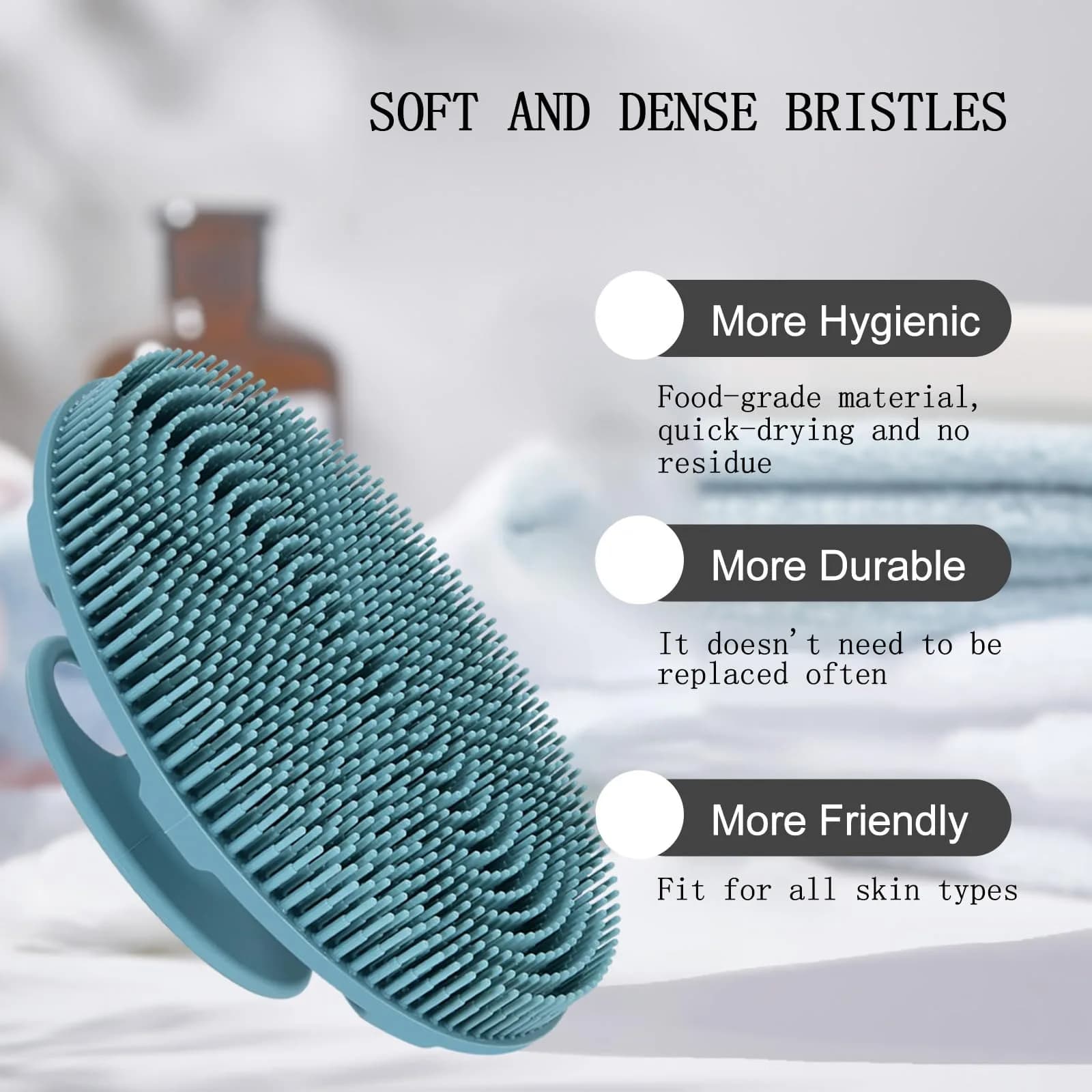 INNERNEED Food-Grade Silicone Body Scrubber Shower Brush, Dark Green | Gentle Exfoliation for All Skin Types - view 5