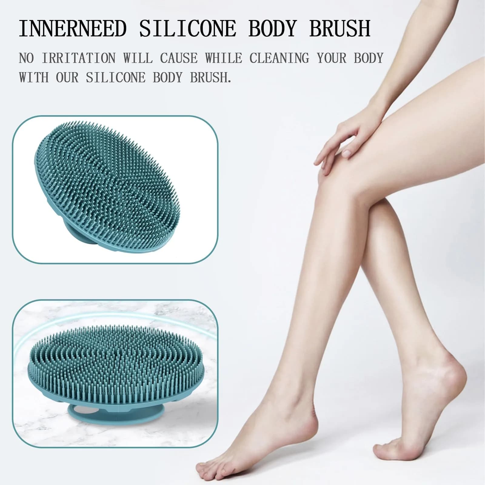 INNERNEED Food-Grade Silicone Body Scrubber Shower Brush, Dark Green | Gentle Exfoliation for All Skin Types - view 6