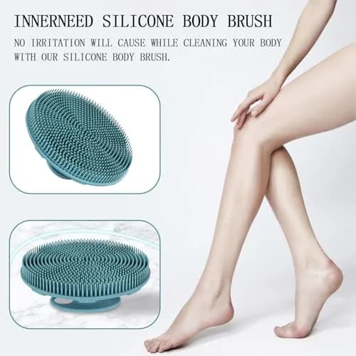 INNERNEED Food-Grade Silicone Body Scrubber Shower Brush, Dark Green | Gentle Exfoliation for All Skin Types thumbnail 6