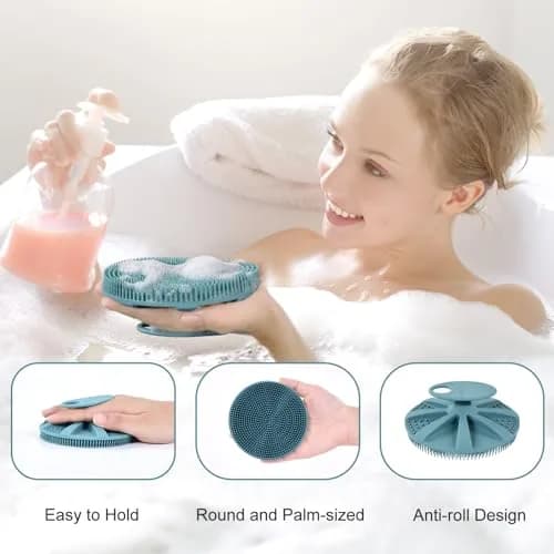 INNERNEED Food-Grade Silicone Body Scrubber Shower Brush, Dark Green | Gentle Exfoliation for All Skin Types thumbnail 2