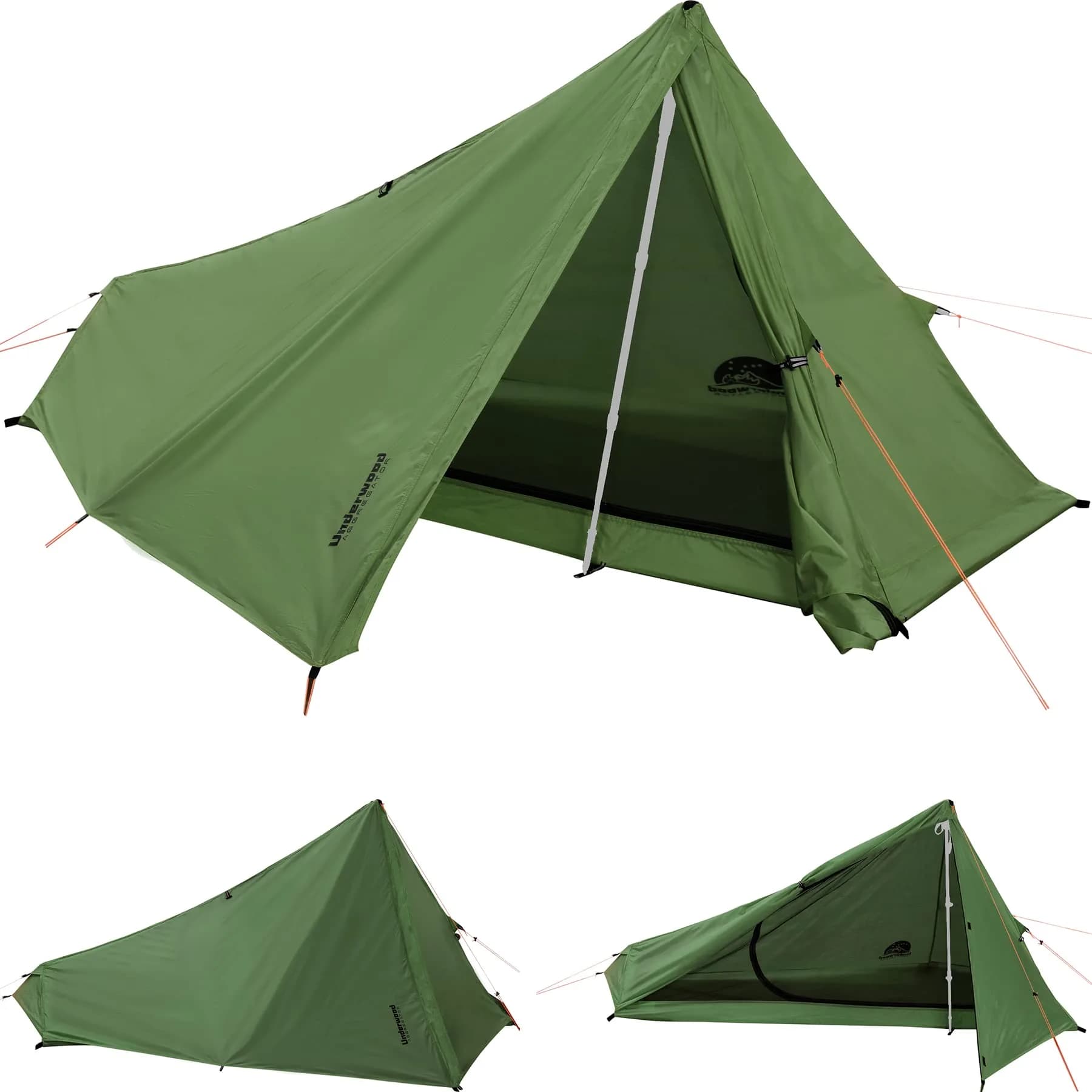 Underwood Aggregator 1 Person Trekking Pole Tent, Ultralight Backpacking Hiking Tent 2.27 kg (5 lb) | 3-Season Waterproof — Green