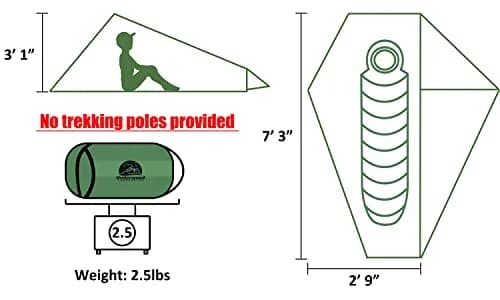Underwood Aggregator 1 Person Trekking Pole Tent, Ultralight Backpacking Hiking Tent 2.27 kg (5 lb) | 3-Season Waterproof thumbnail 4