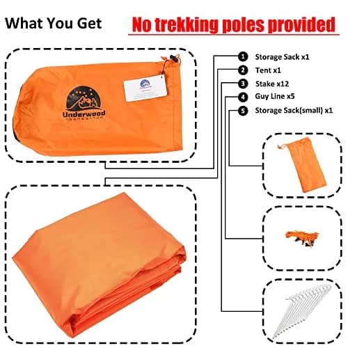 Underwood Aggregator 1 Person Trekking Pole Tent, Ultralight Backpacking Hiking Tent 2.27 kg (5 lb) | 3-Season Waterproof thumbnail 6