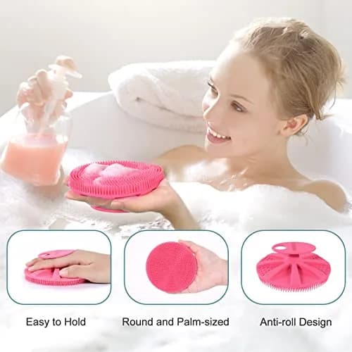 INNERNEED Soft Silicone Body Scrubber Shower Brush Pink | Gentle Exfoliation for All Skin Types thumbnail 2