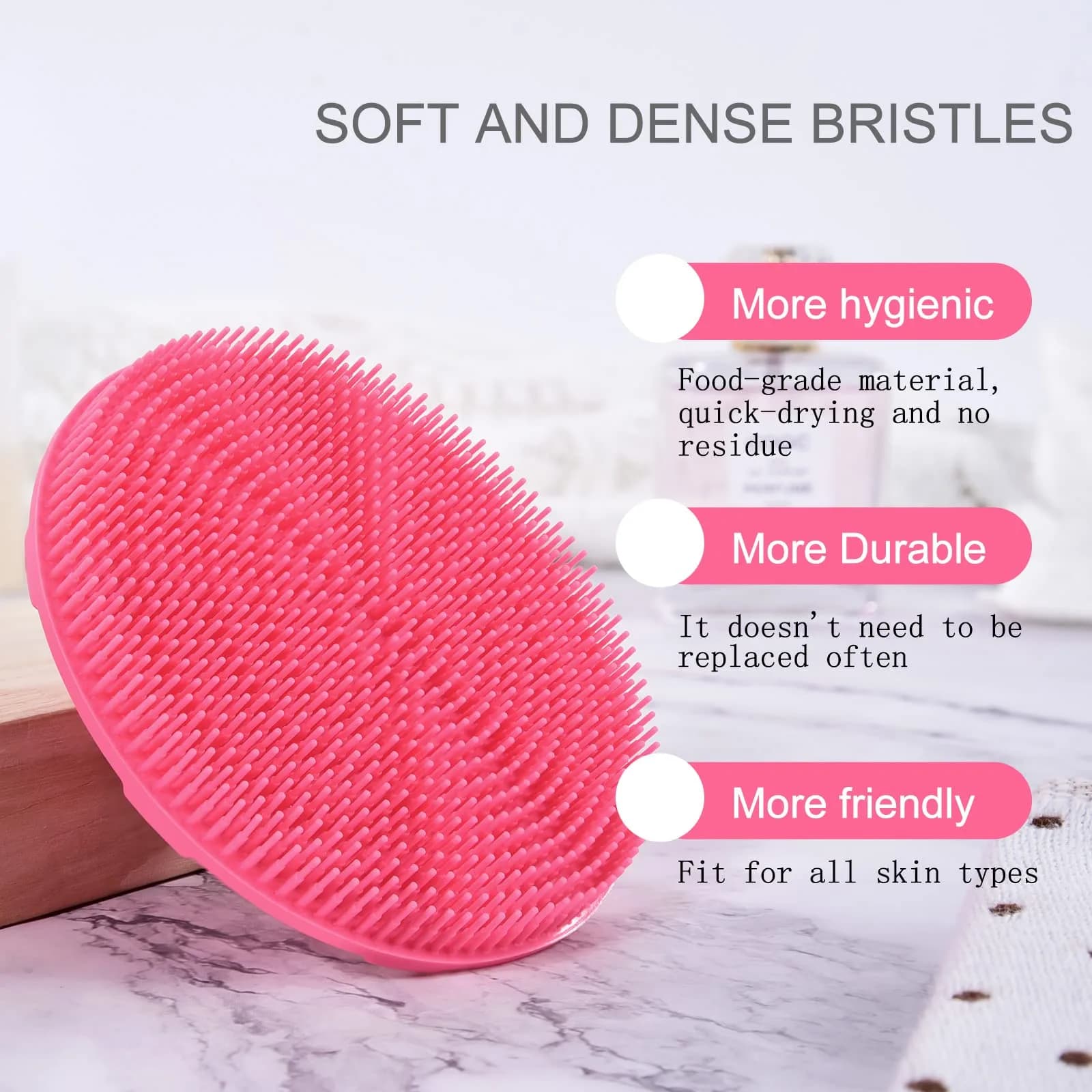 INNERNEED Soft Silicone Body Scrubber Shower Brush Pink | Gentle Exfoliation for All Skin Types - view 4