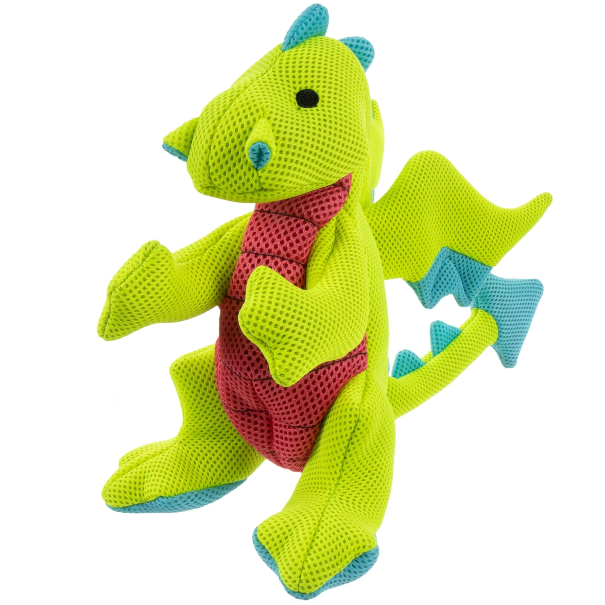 goDog Dragons Squeaky Plush Dog Toy with Double Chew Guard Technology, Large, Green | Durable Fabric & Active Play