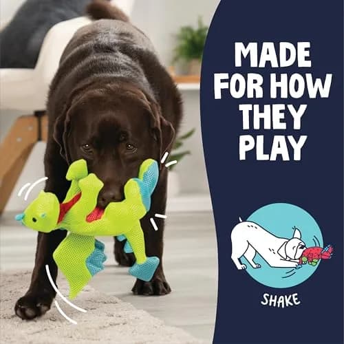 goDog Dragons Squeaky Plush Dog Toy with Double Chew Guard Technology, Large, Green | Durable Fabric & Active Play thumbnail 6