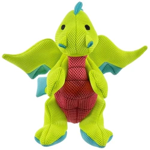 goDog Dragons Squeaky Plush Dog Toy with Double Chew Guard Technology, Large, Green | Durable Fabric & Active Play thumbnail 9