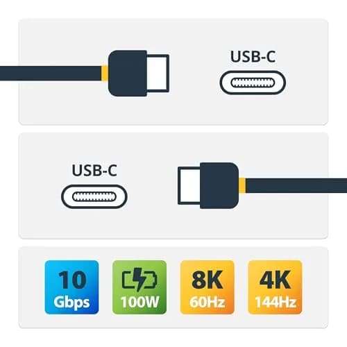 StarTech 1m USB-C Cable 10Gbps 100W | Thunderbolt Compatible, 8K DisplayPort thumbnail 6