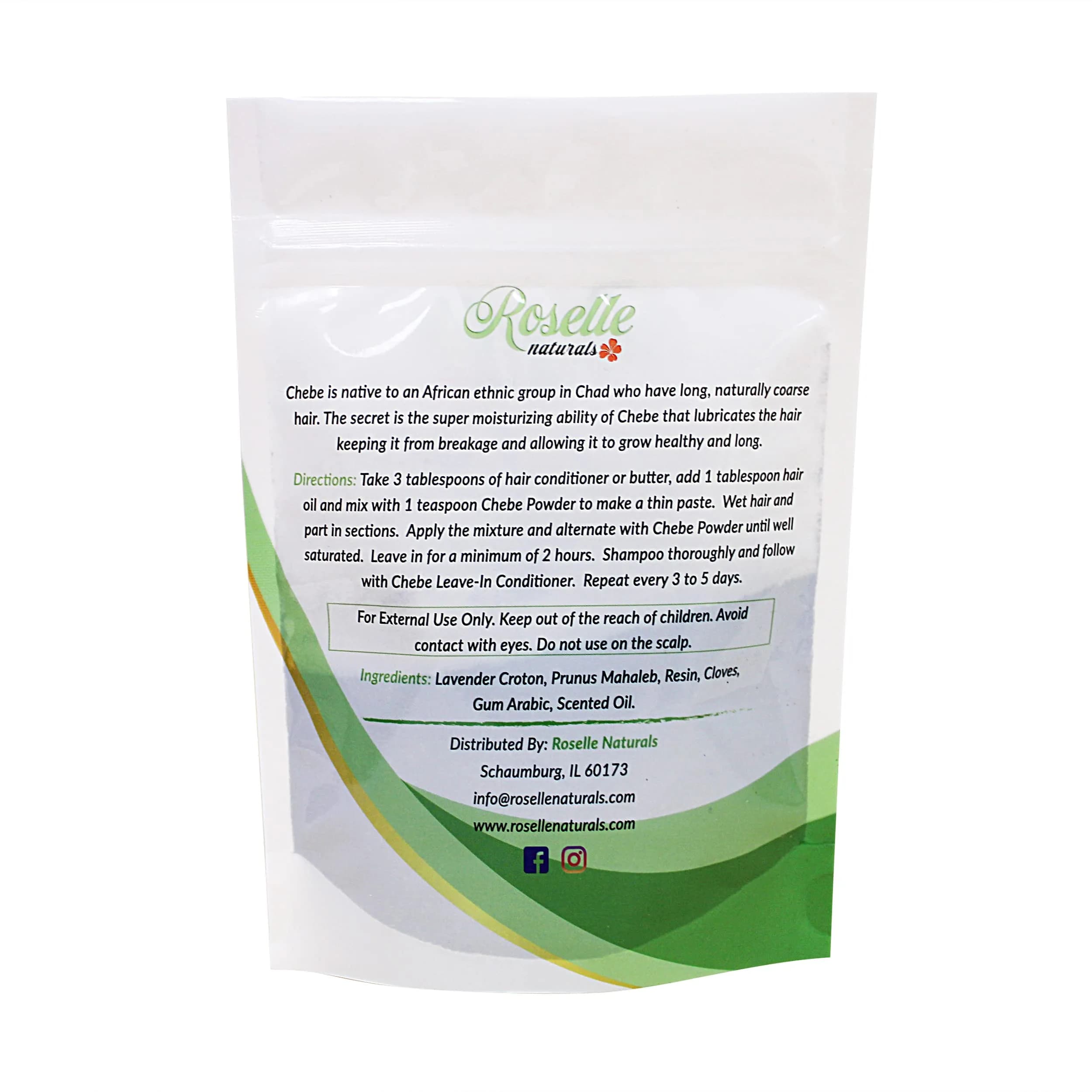 Roselle Naturals Chebe Powder for Hair Growth 60g (2.12 oz) | Traditional African Hair Treatment for Moisture & Strength - view 3