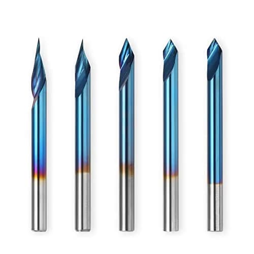 Genmitsu V-Groove CNC Router Bits, 20/30/45/60 Degree, 1/8'' Shank, Nano Blue Coating, for Wood Carving & Milling thumbnail 1