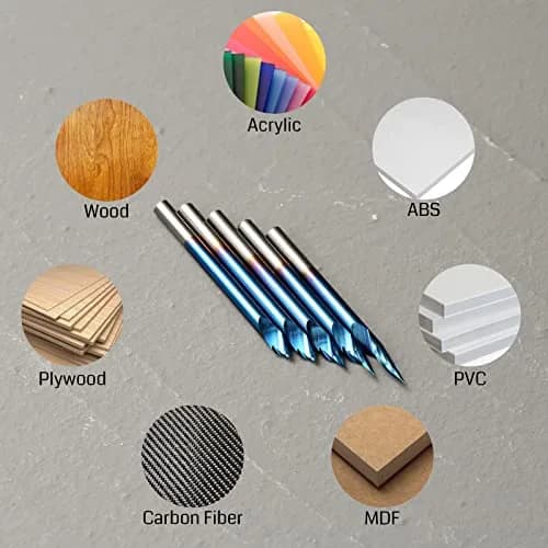 Genmitsu V-Groove CNC Router Bits, 20/30/45/60 Degree, 1/8'' Shank, Nano Blue Coating, for Wood Carving & Milling thumbnail 6